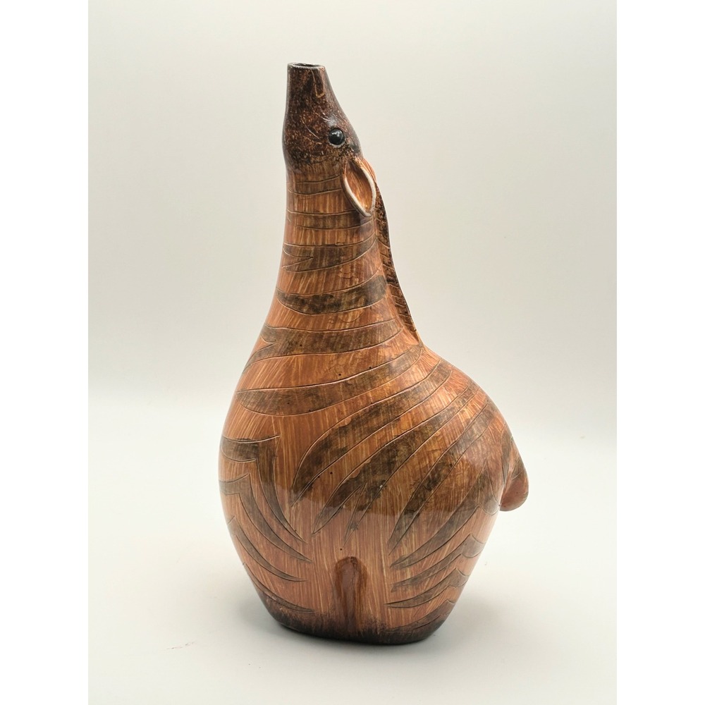 Global View Designs Ceramic Zebra Bud Vase Brown Striped Animal Figurine 9.5"